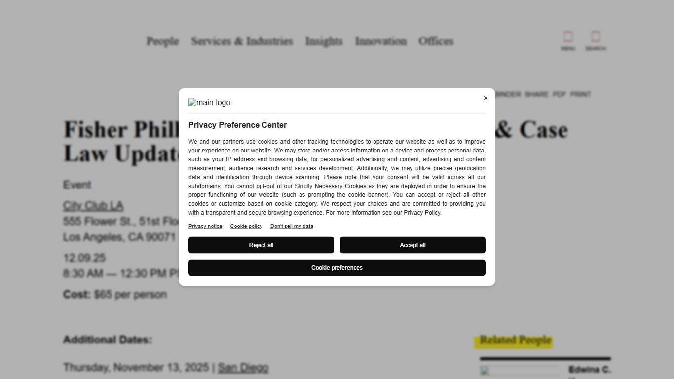 Fisher Phillips 2026 California Legislative & Case Law Update: Los Angeles Fisher Phillips
