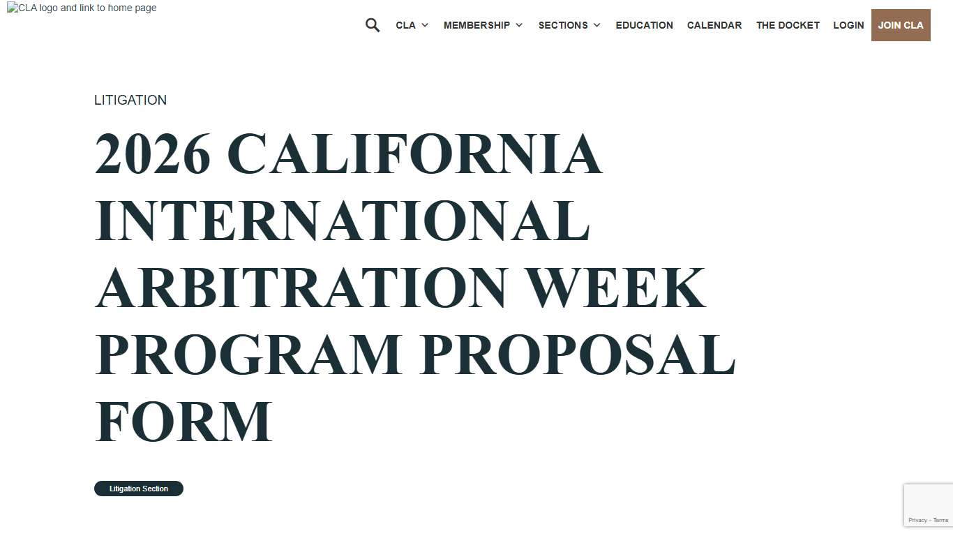 2026 California International Arbitration Week Program Proposal Form - California Lawyers Association